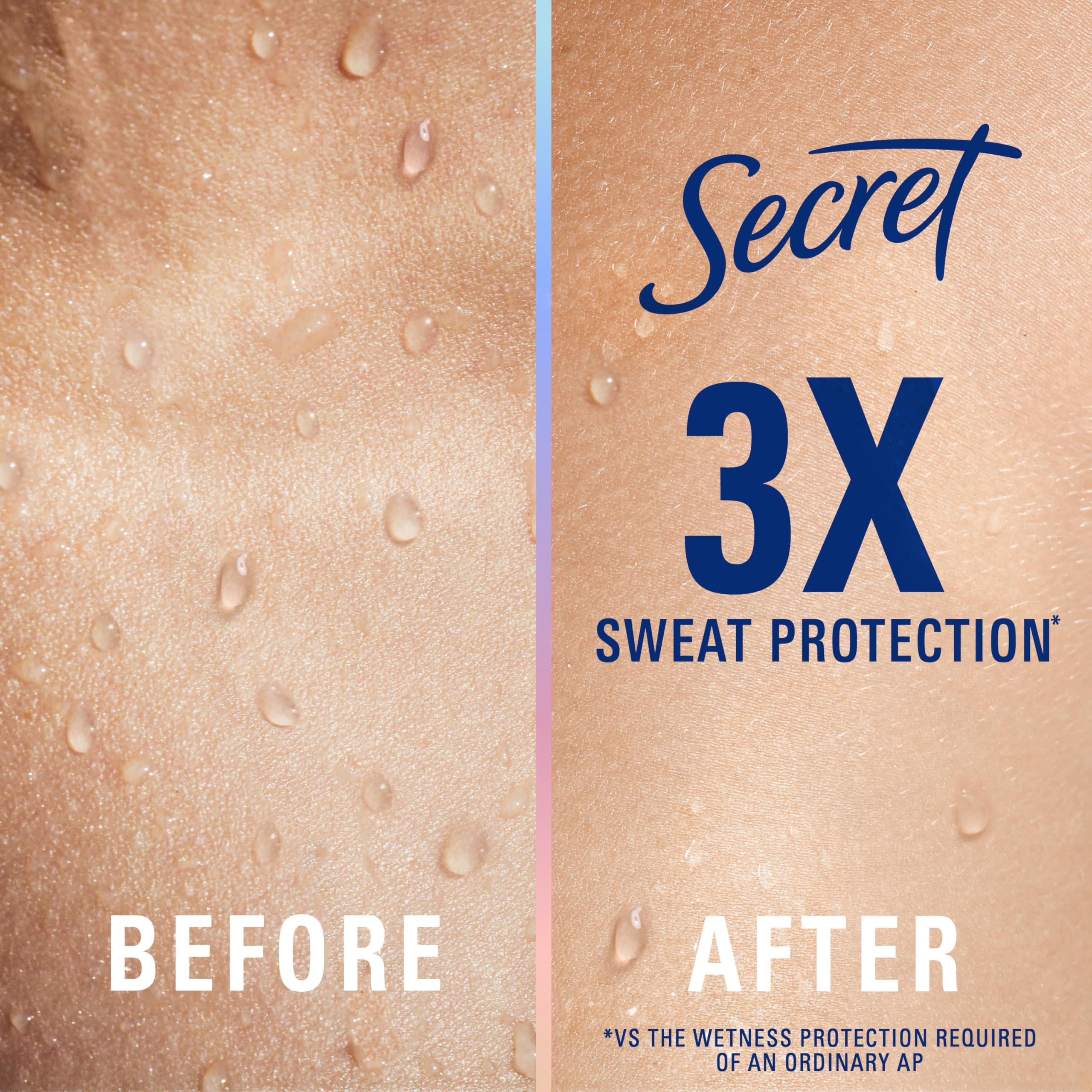 Secret brand label close-up highlighting hyaluronic acid and minerals