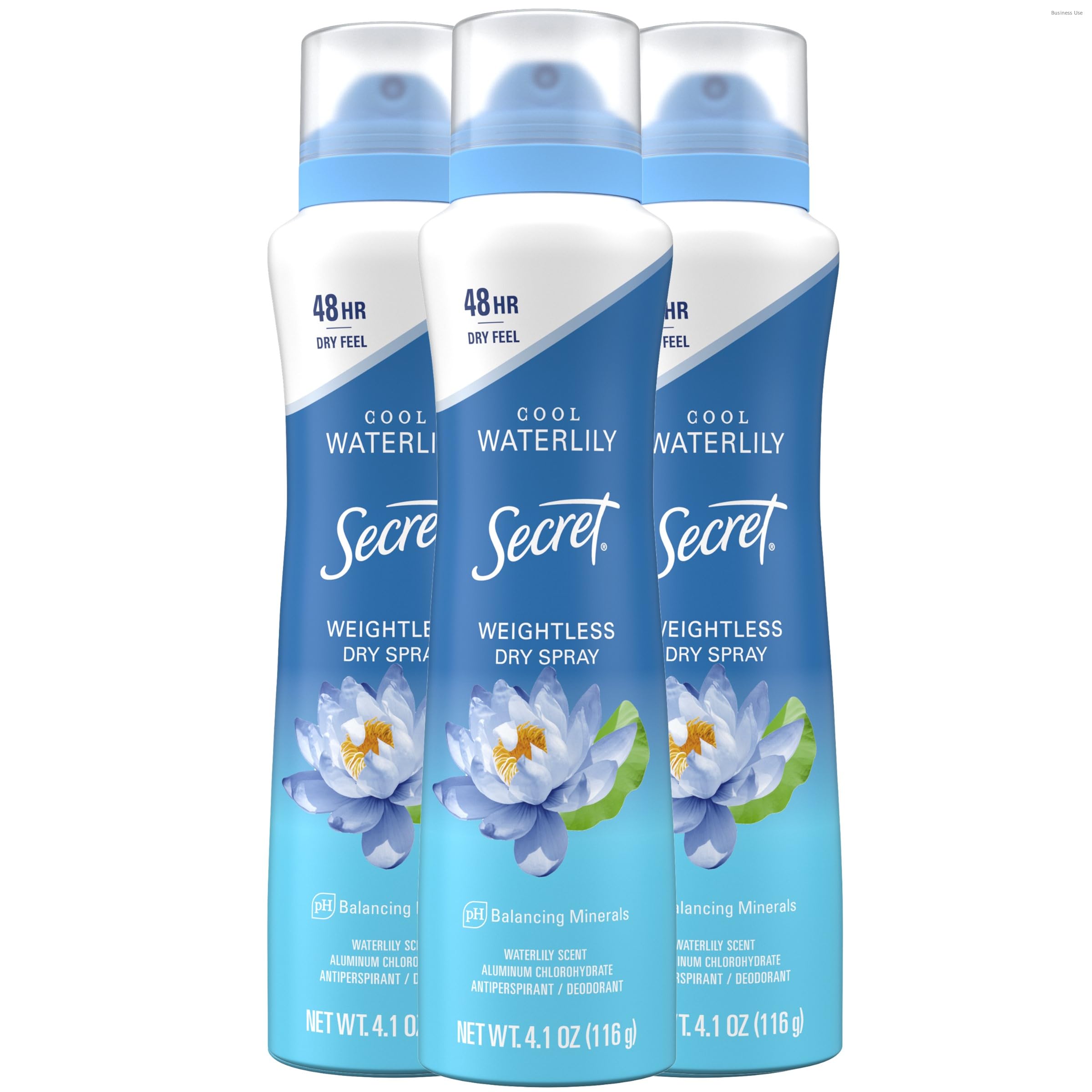 Secret dry spray front packaging showing product and scent benefits
