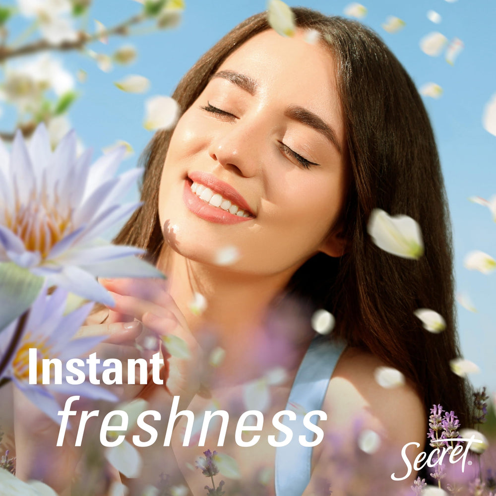 Secret dry spray fine mist texture in air highlighting instant dry feel