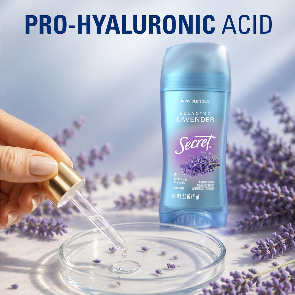 Secret brand applying product to underarm showing quick, breathable protection