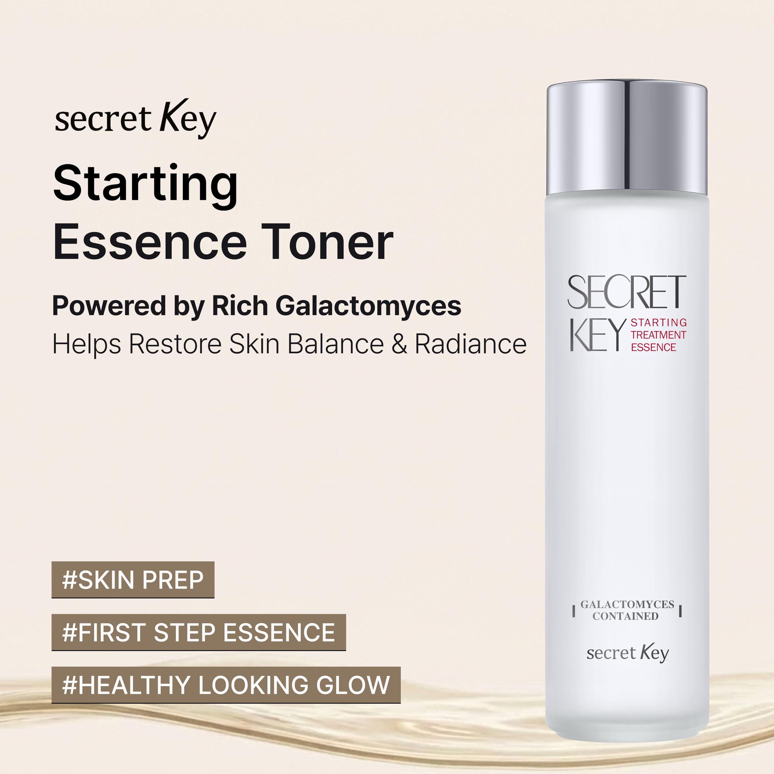 Secret Key essence pouring to show watery texture and fast absorption