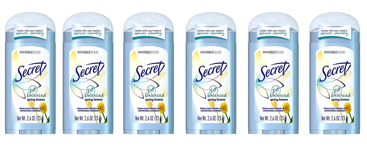 Secret front packaging showing six sticks for lasting freshness