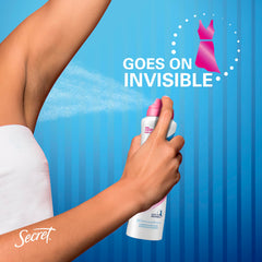 Secret Outlast spray in use underarm demonstrating quick-dry benefit