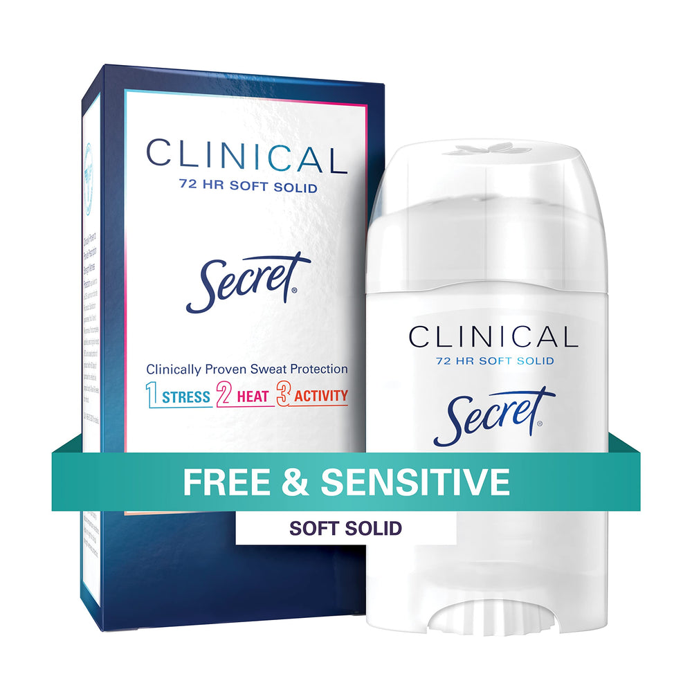 Secret soft unscented front packaging shows clear brand and benefits
