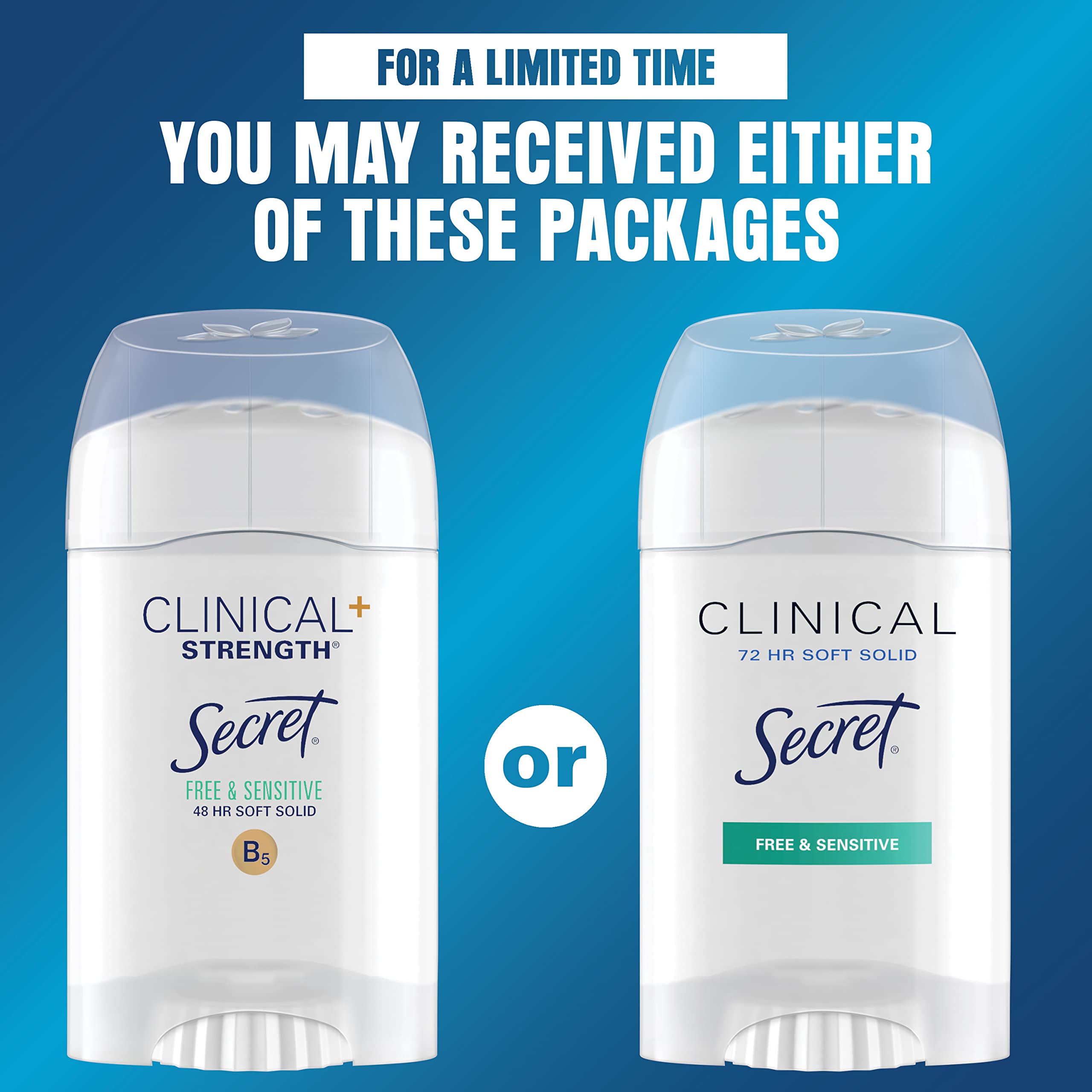 Secret soft unscented in hand for compact 1.6 oz size and portability