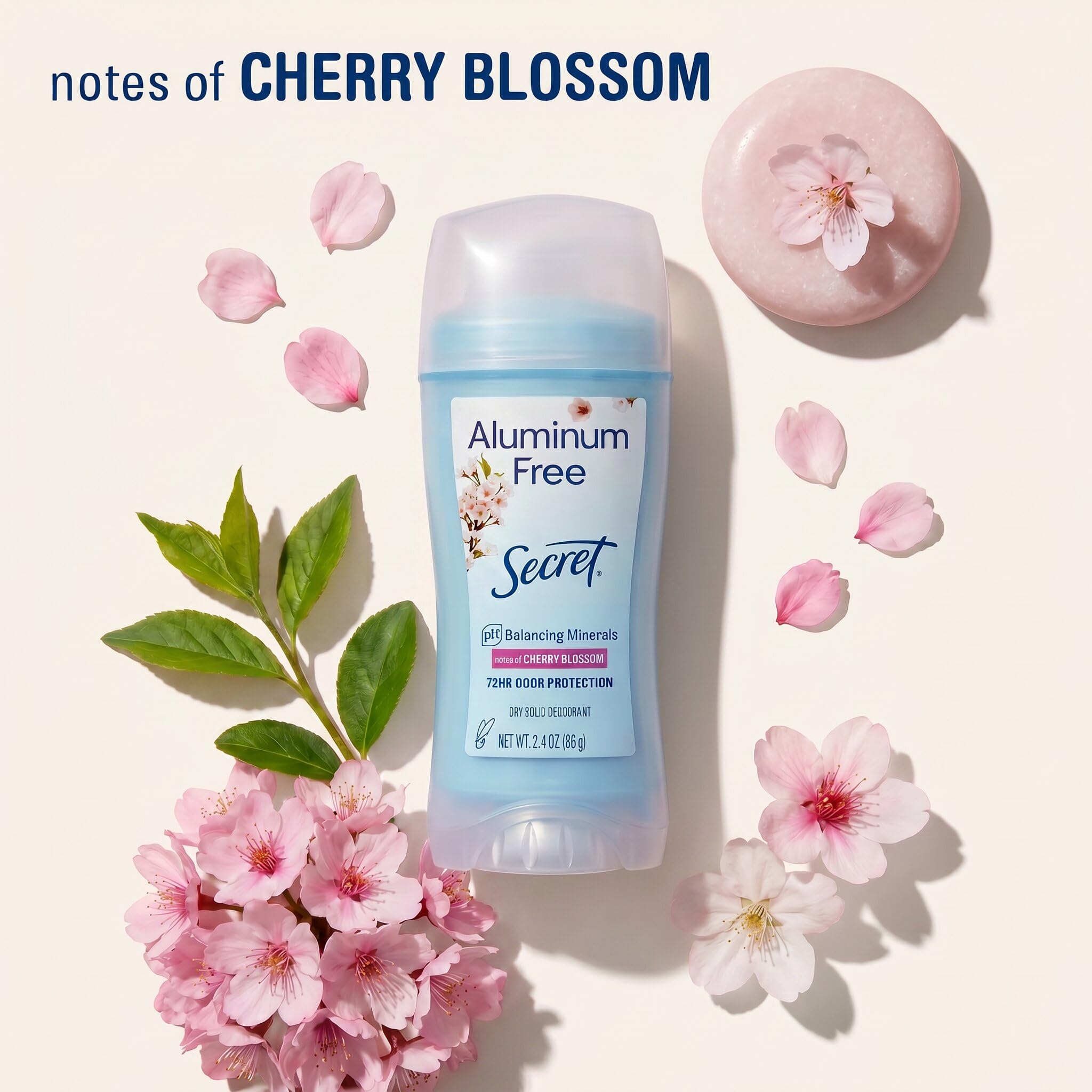 Secret three-pack on bathroom shelf demonstrating value and convenient storage