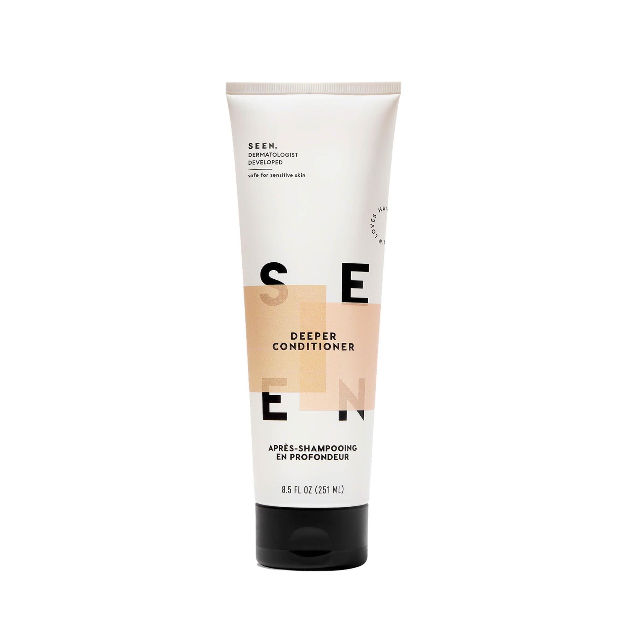 SEEN front bottle shot showing label and benefits for sensitive skin