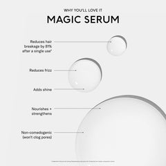 SEEN serum applied to hair ends demonstrating frizz control and shine