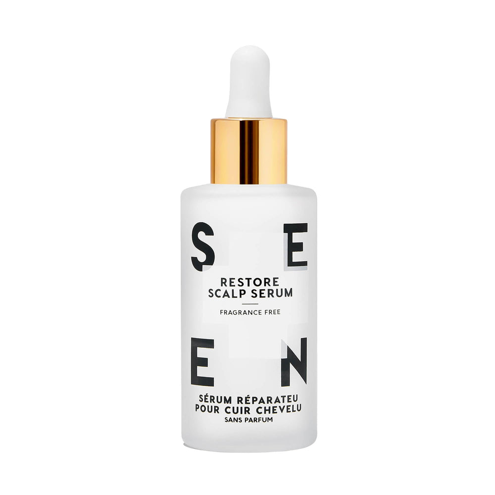 SEEN front bottle view showing clean packaging and scalp relief benefit