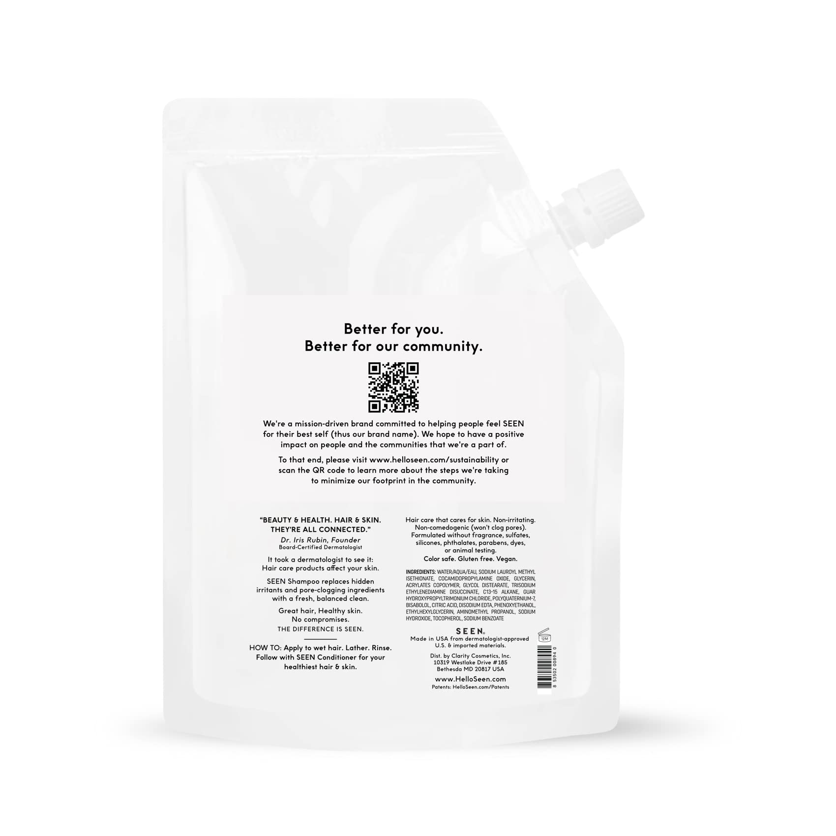 SEEN shampoo lather texture on hair demonstrating gentle cleanse