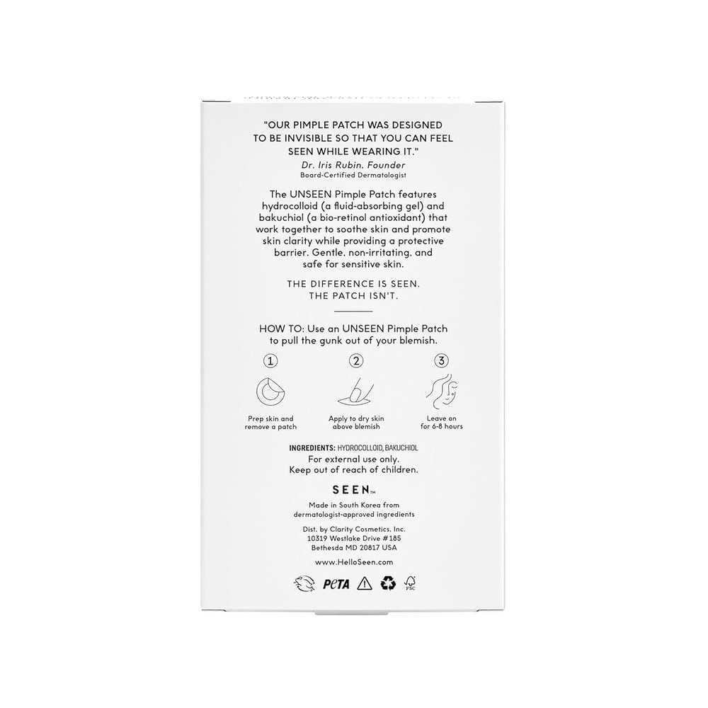 SEEN patch close-up texture highlighting hydrocolloid absorption benefit