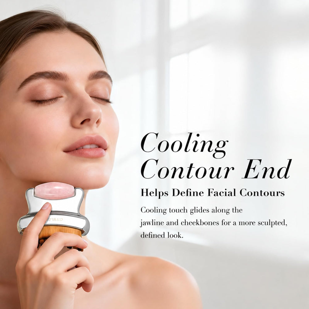 SEFVAKO in use during morning routine to reduce puffiness and refresh complexion