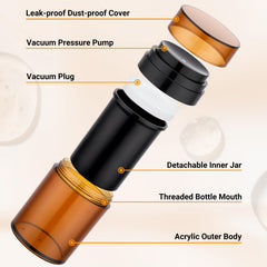 Segbeauty airless pump closeup highlighting vacuum dispenser for fresher product
