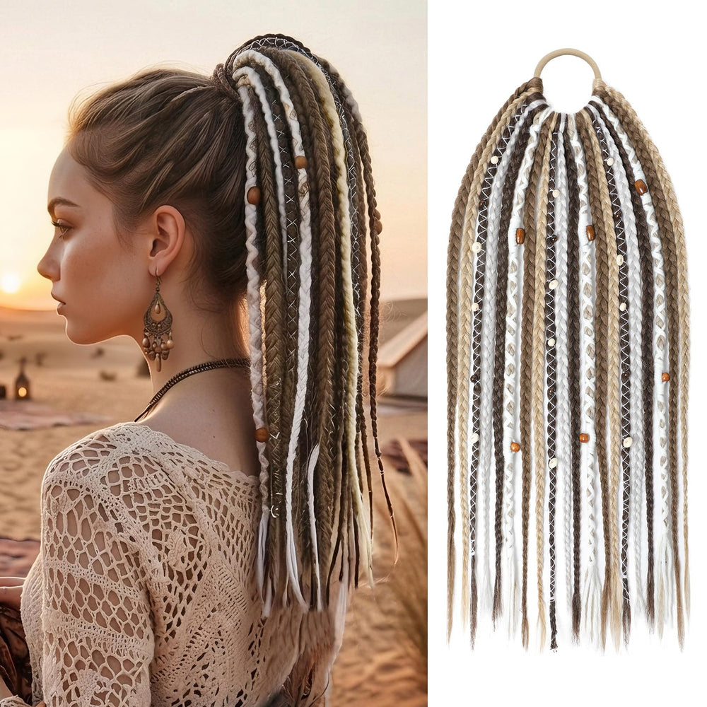 SEIKEA front view of braided ponytail showing full boho styling and instant volume