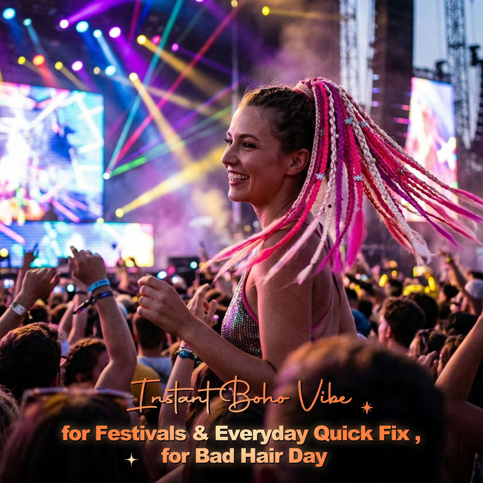 SEIKEA ponytail worn at a festival emphasizing movement and comfort