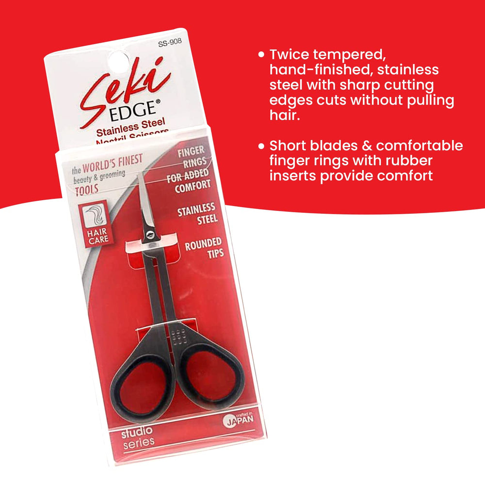 Seki EDGE close-up of rounded tip ensuring safe nose trimming