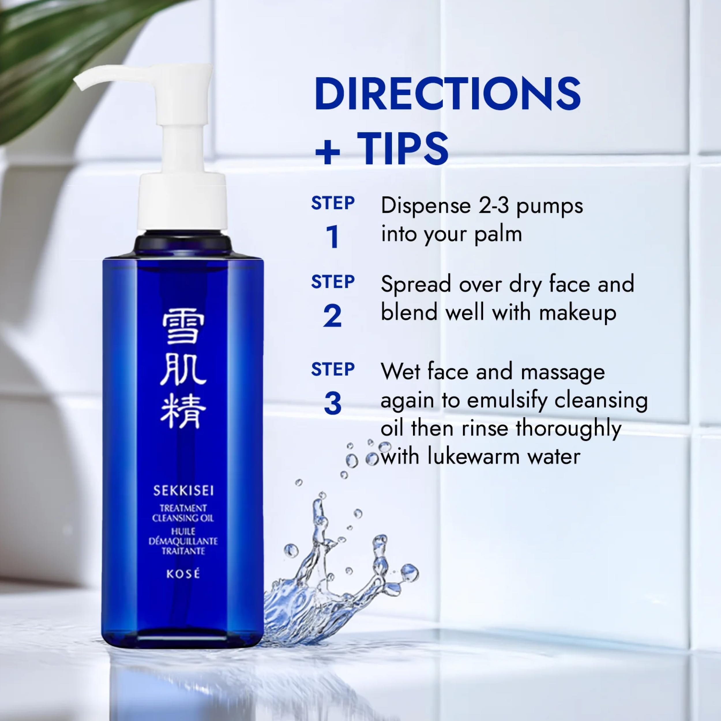 SEKKISEI oil emulsified into milky texture on wet skin for effortless rinsing