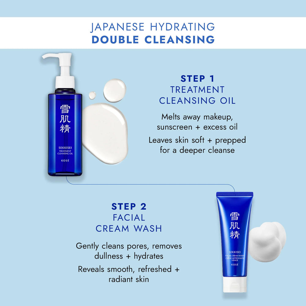 SEKKISEI sesame and safflower oil ingredients flatlay showing conditioning benefits