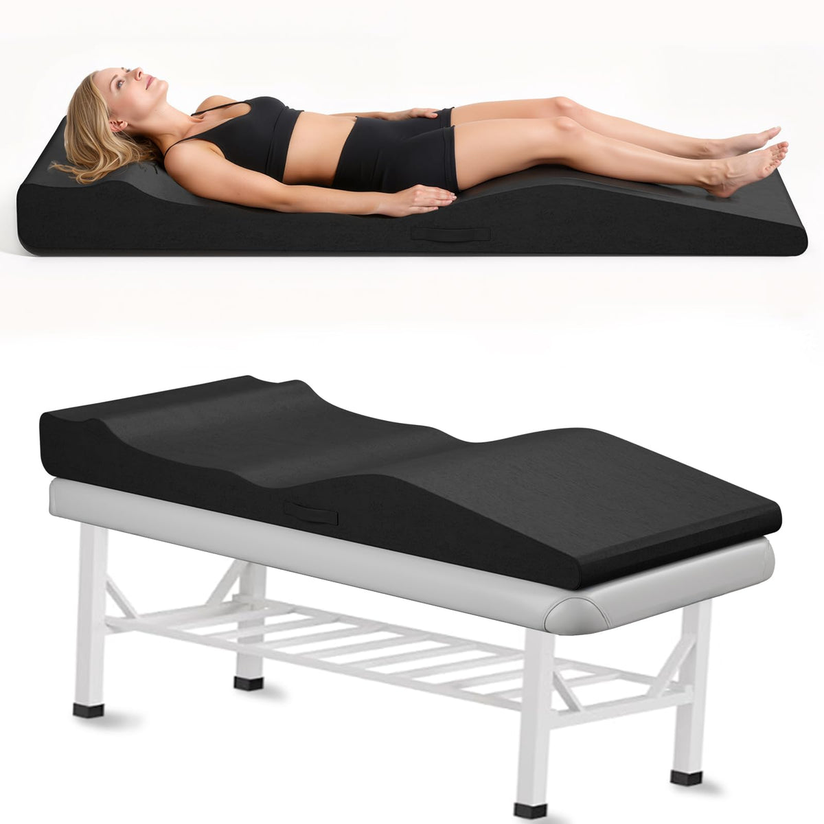 Selectico front view of topper showing ergonomic contours and client comfort
