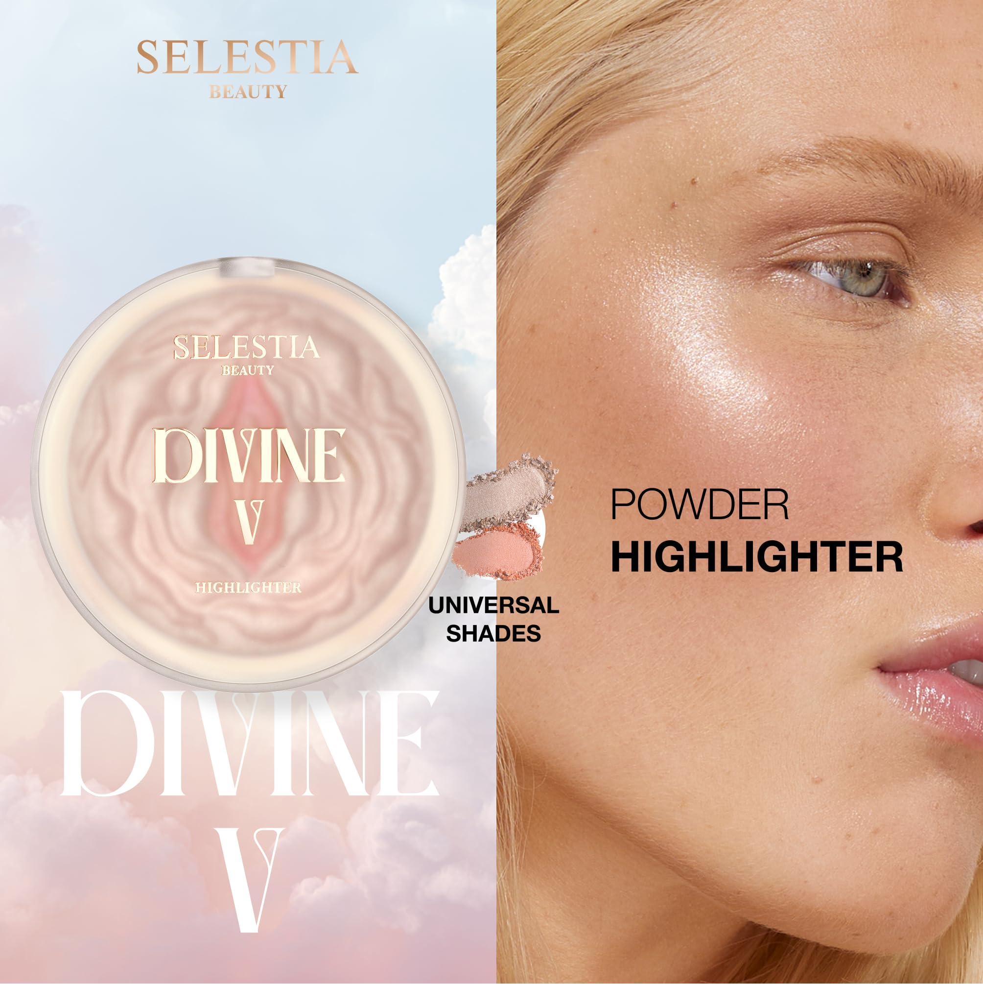SELESTIA BEAUTY close-up of powder texture with fine pigments for smooth blend benefit