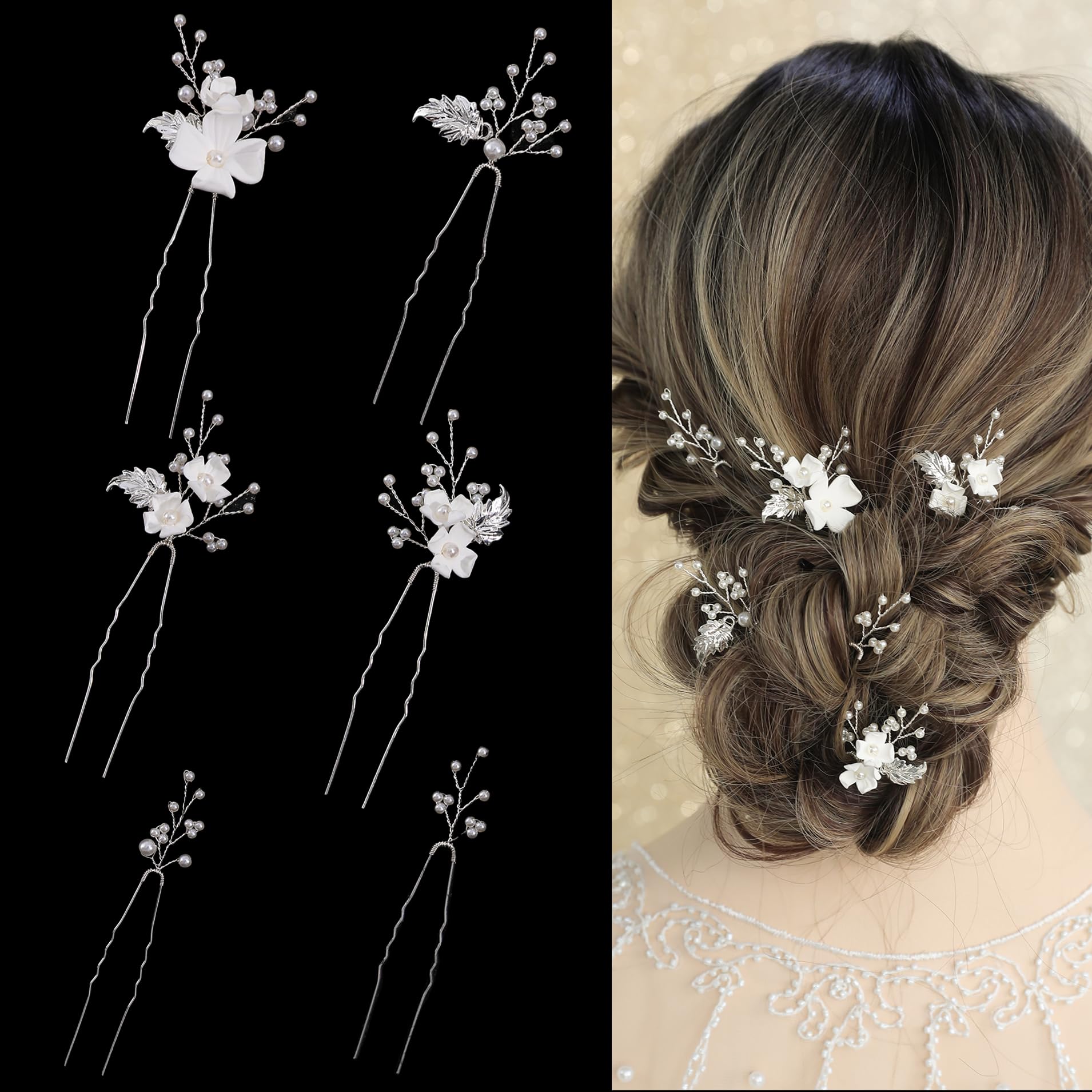 SELFCLOUD front packaging with six pearl bridal hair pins, protects during shipping