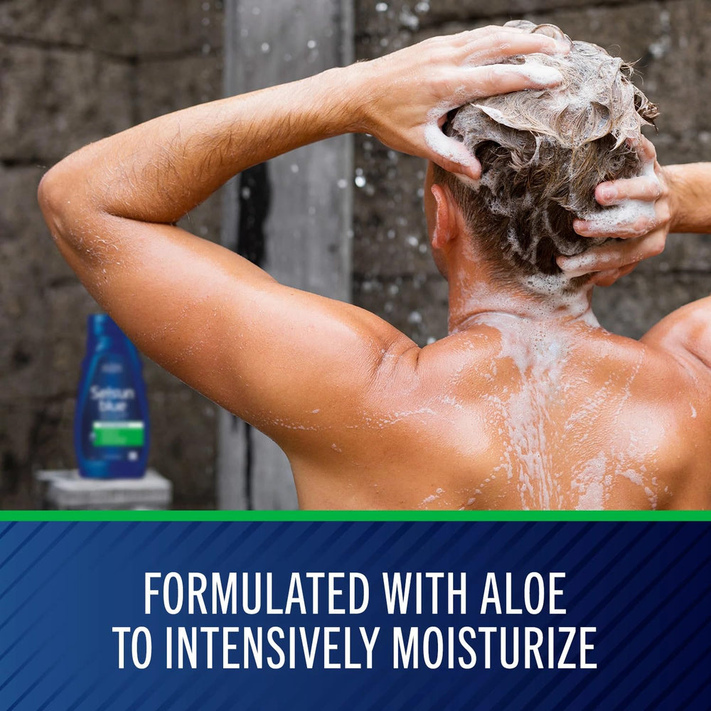 Close-up of Selsun Blue gel texture highlighting moisturizing aloe