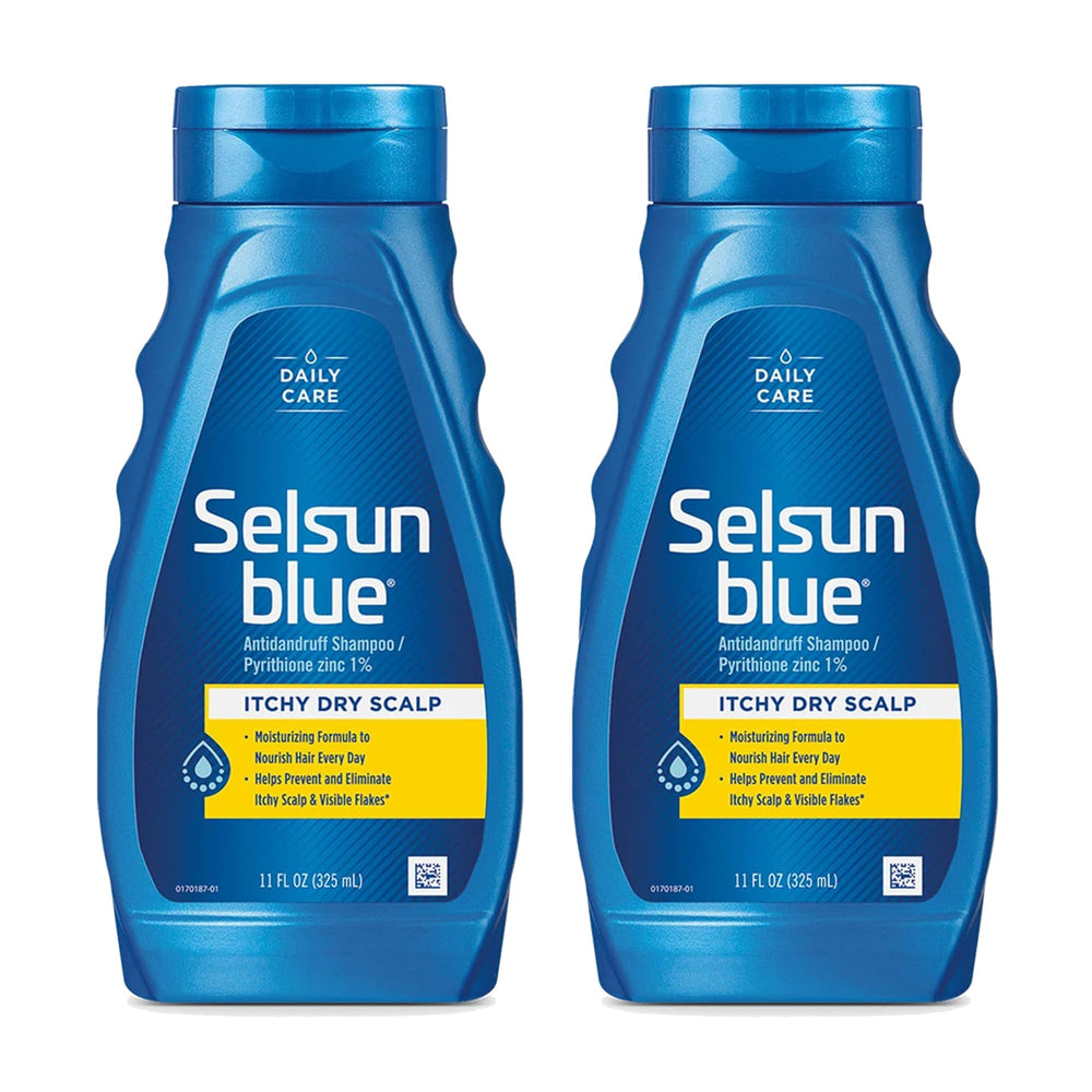 Selsun Blue front packaging showing two 11 fl oz bottles for value