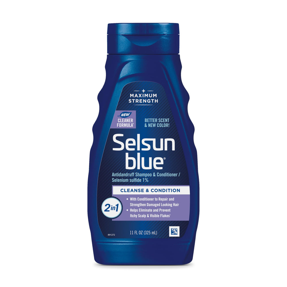 Selsun Blue being poured and forming lather to show cleansing action and quick foam