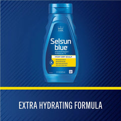Selsun Blue shampoo texture on hand showing hydrating, creamy lather