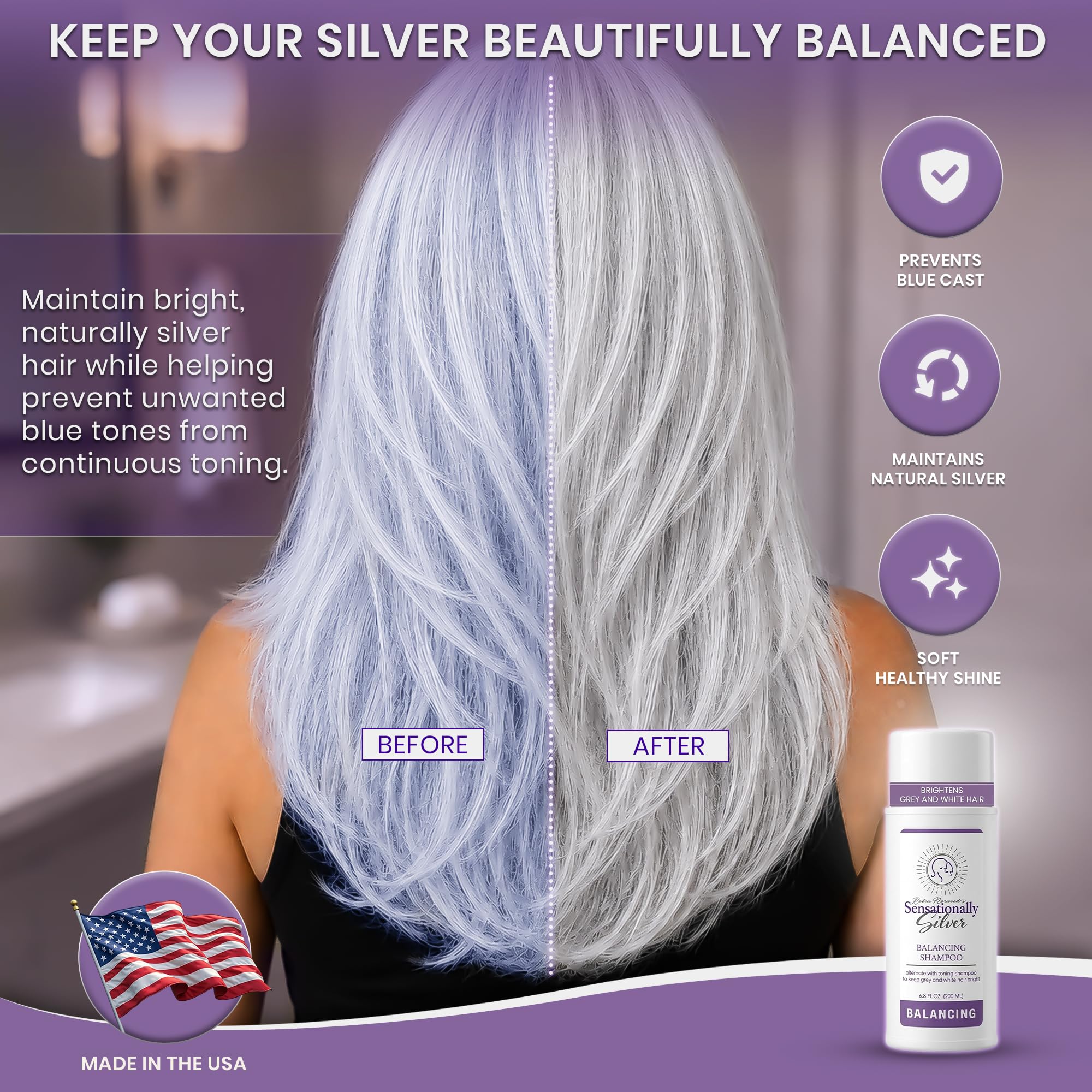 Robin Norwood's Sensationally Silver creamy lather texture that hydrates and cleans