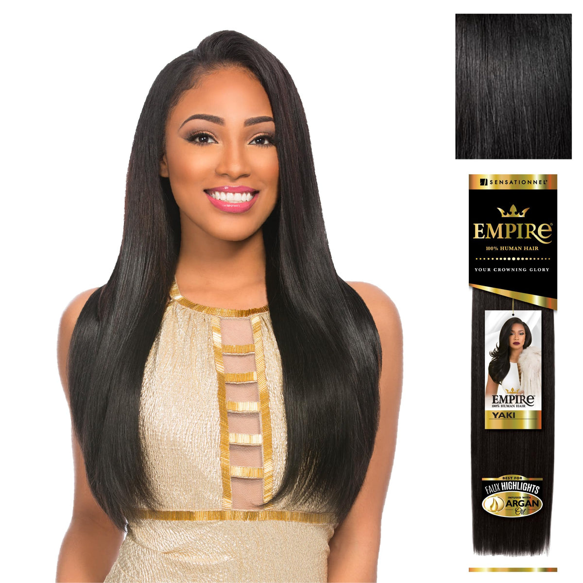 sensationnel empire jet black front packaging shows brand and clean weft benefit