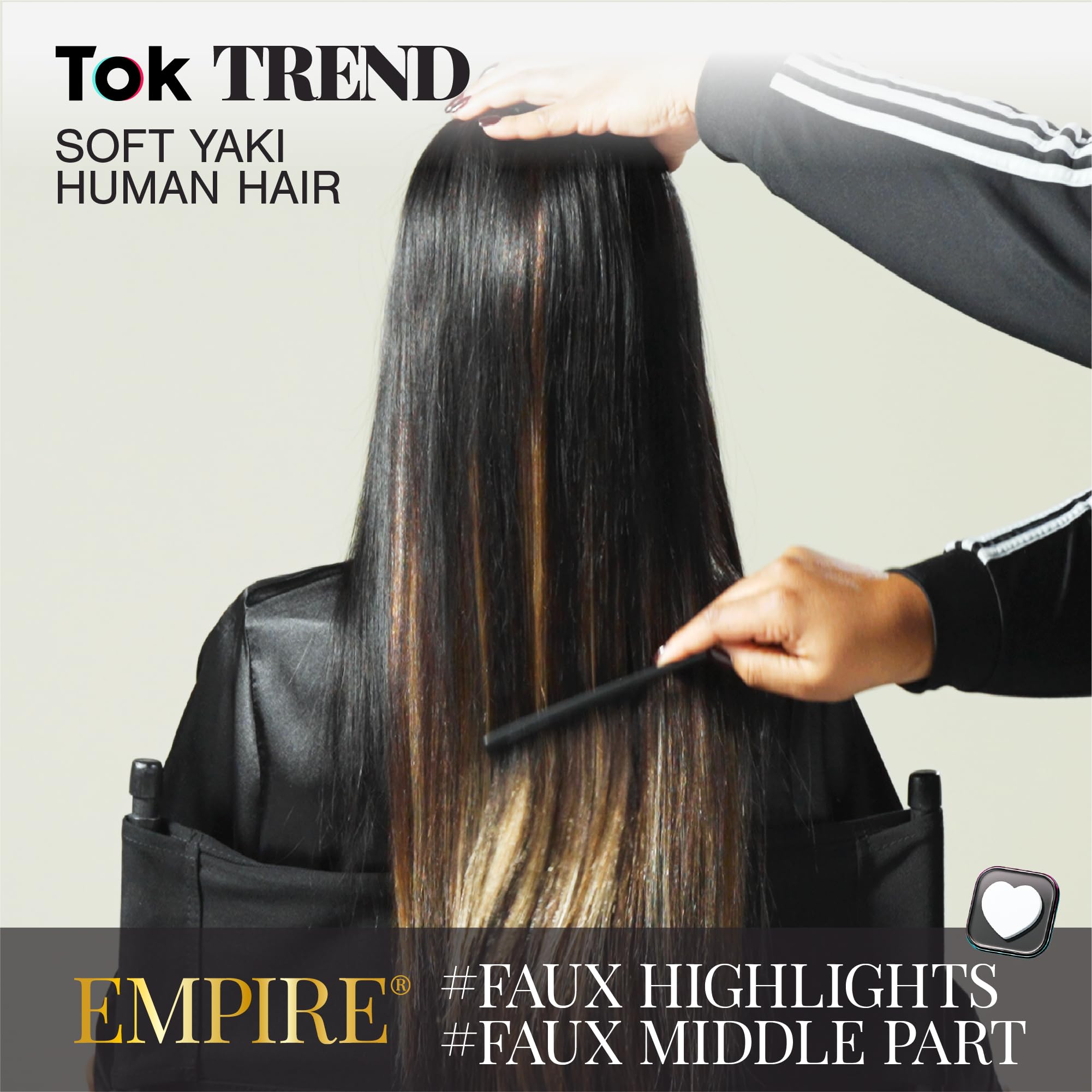 sensationnel empire close-up of jet black weft texture reveals smooth soft finish