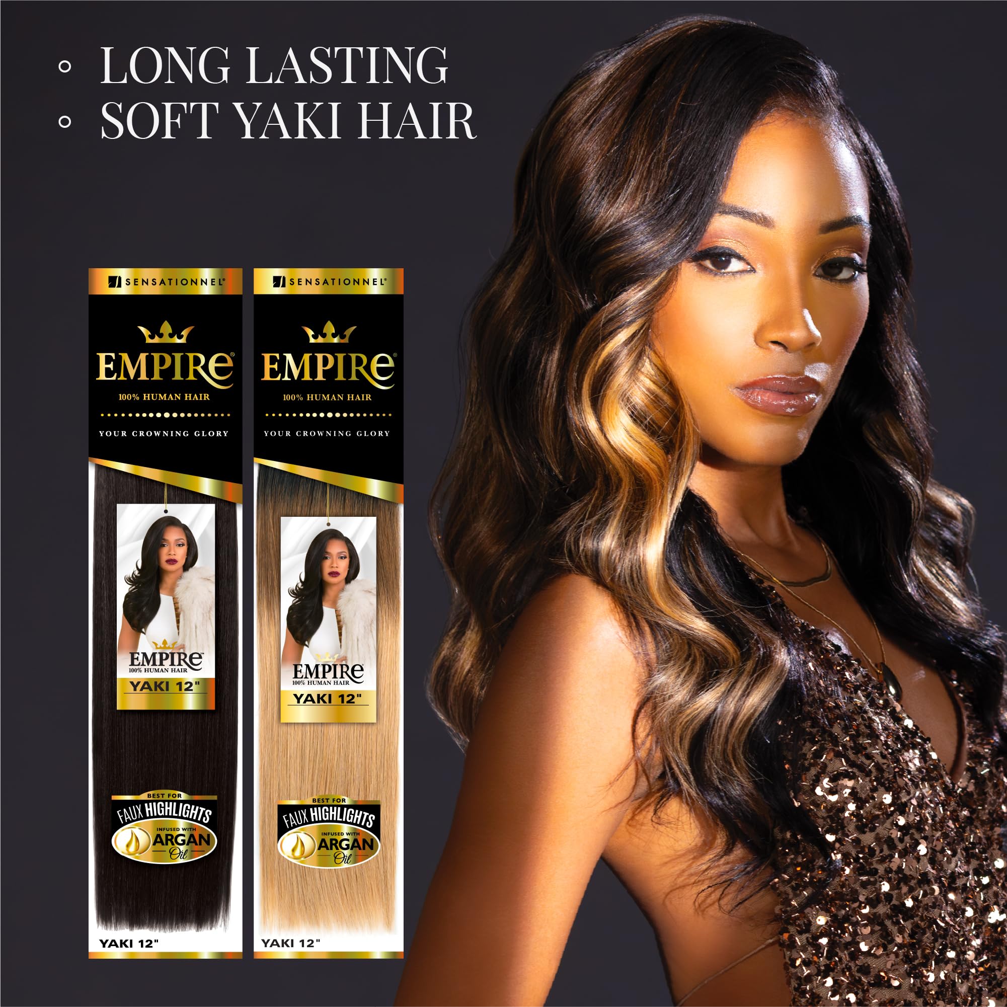 sensationnel empire sew-in installation on mannequin displays secure, natural look