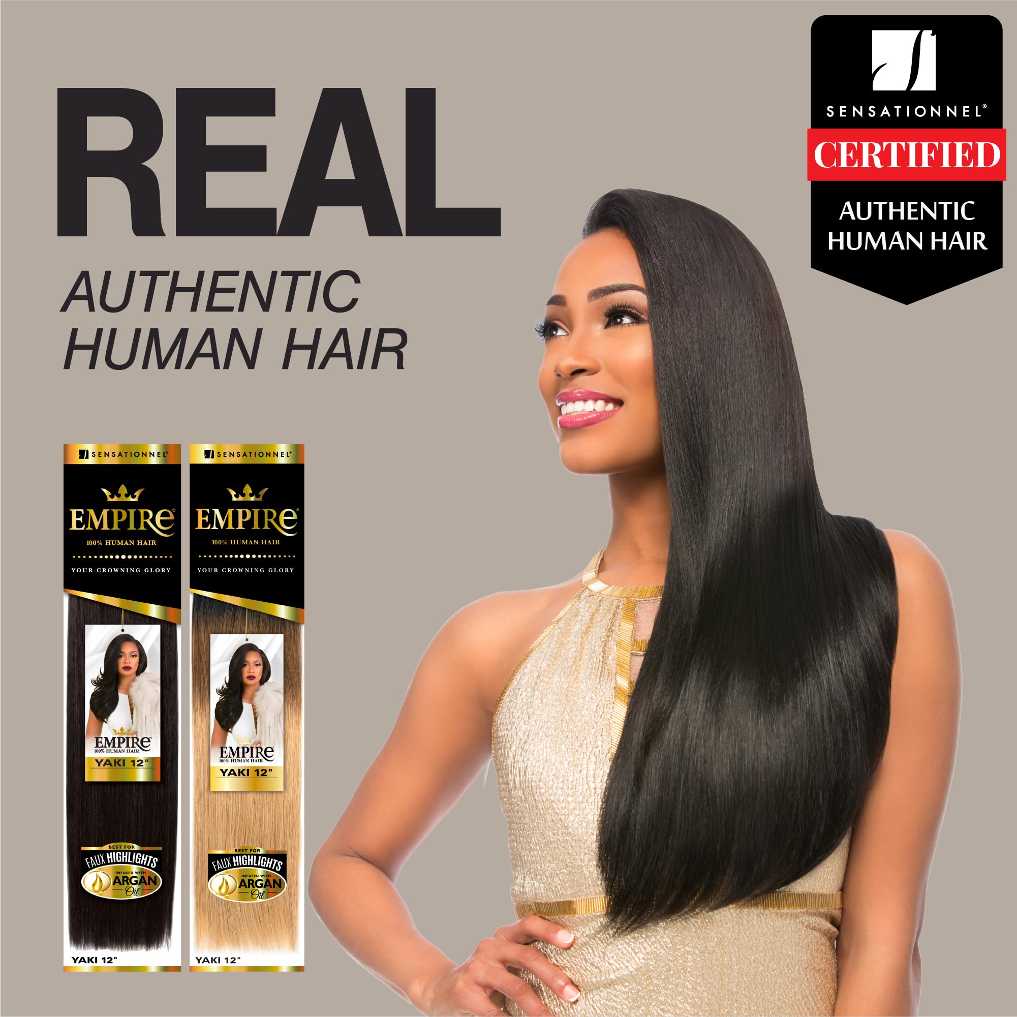 sensationnel empire styled center part on model shows sleek everyday wear benefit