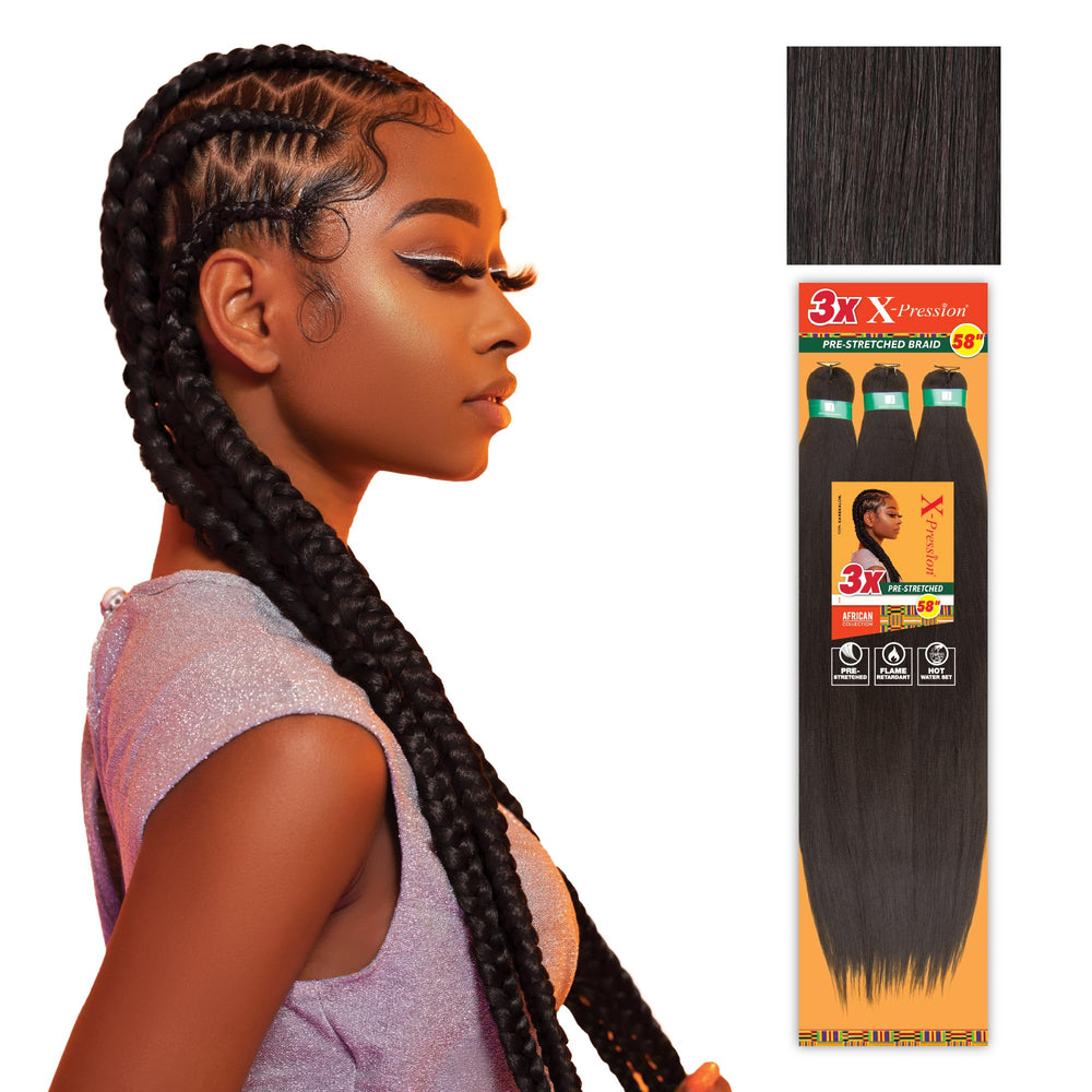 Sensationnel front packaging showing 58in 3-pack braids and fast installation benefit