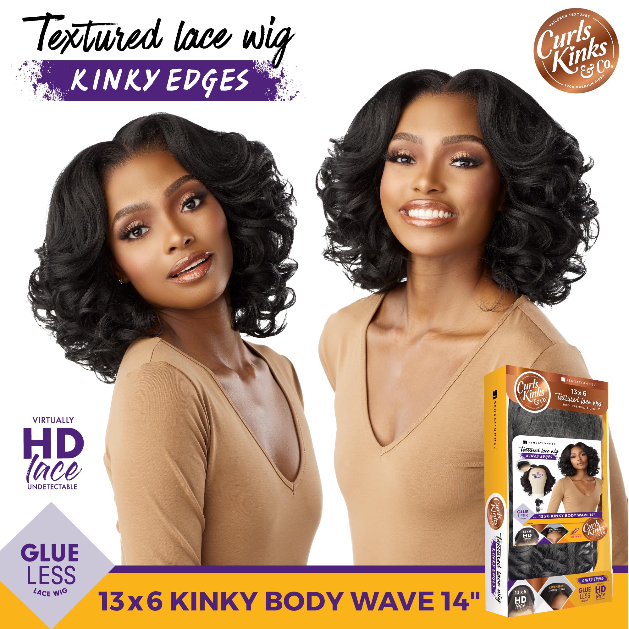 Sensationnel detail of kinky body wave texture for realistic volume benefit