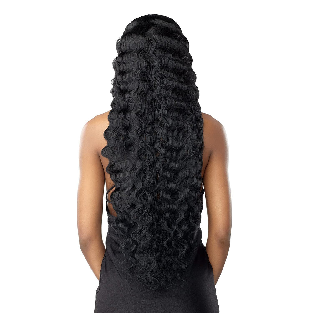 Sensationnel wig styled on model in lifestyle setting for ready-to-wear appeal