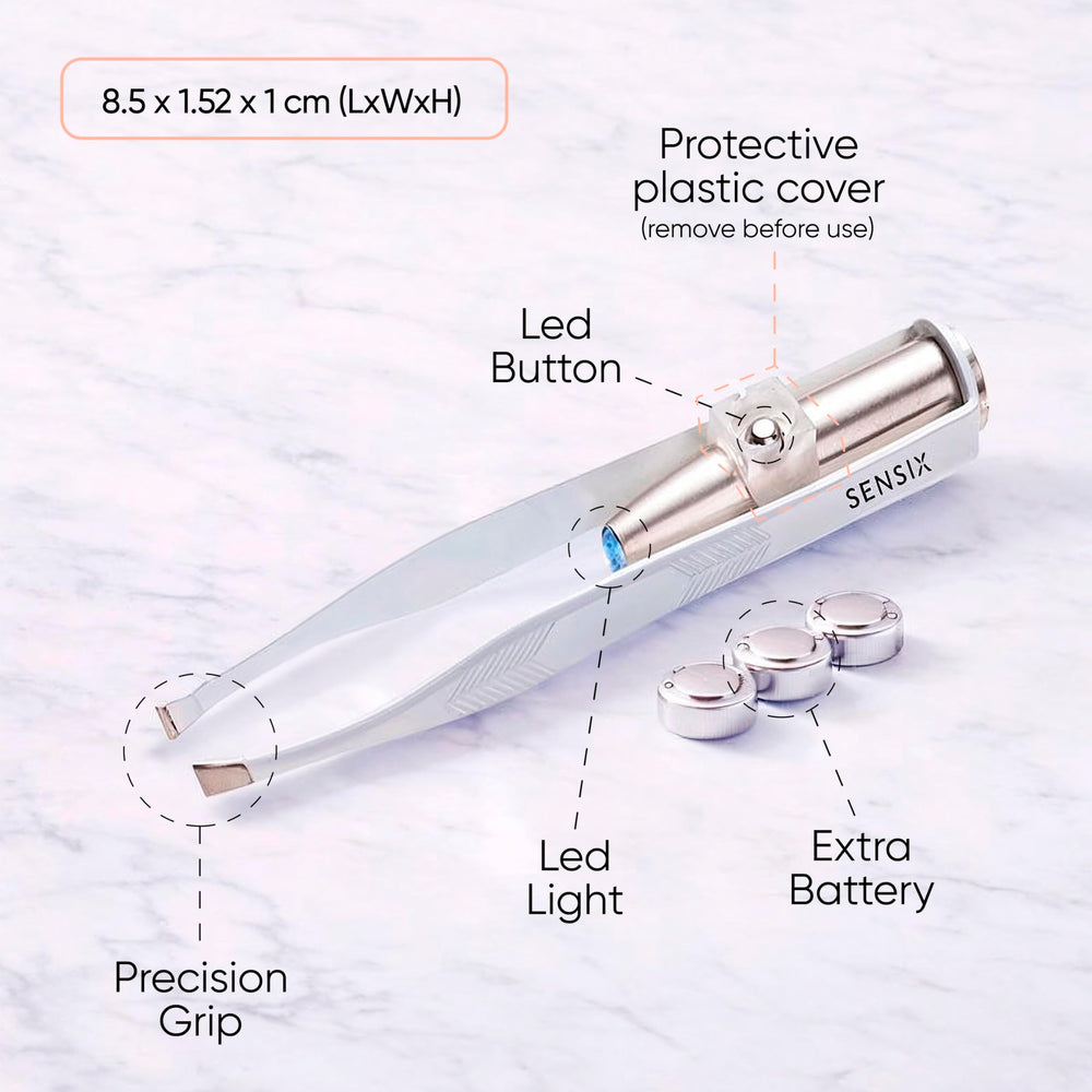 Sensica close-up of stainless steel slant tip for precise hair capture