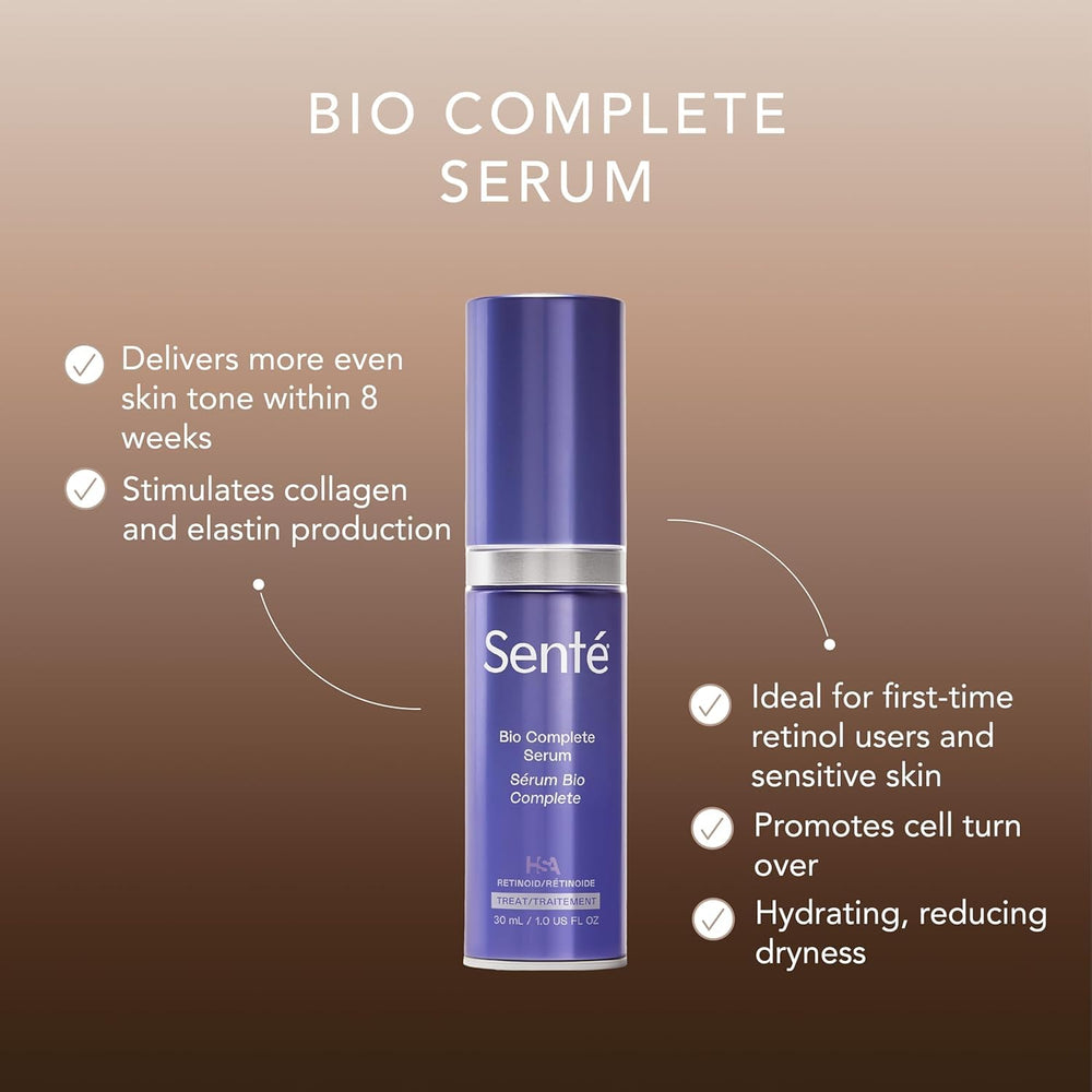 Sente dropper close-up dispensing a drop, highlighting precise application and controlled dosing