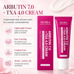 Seora Korean ingredients display highlighting niacinamide and hyaluronic benefit