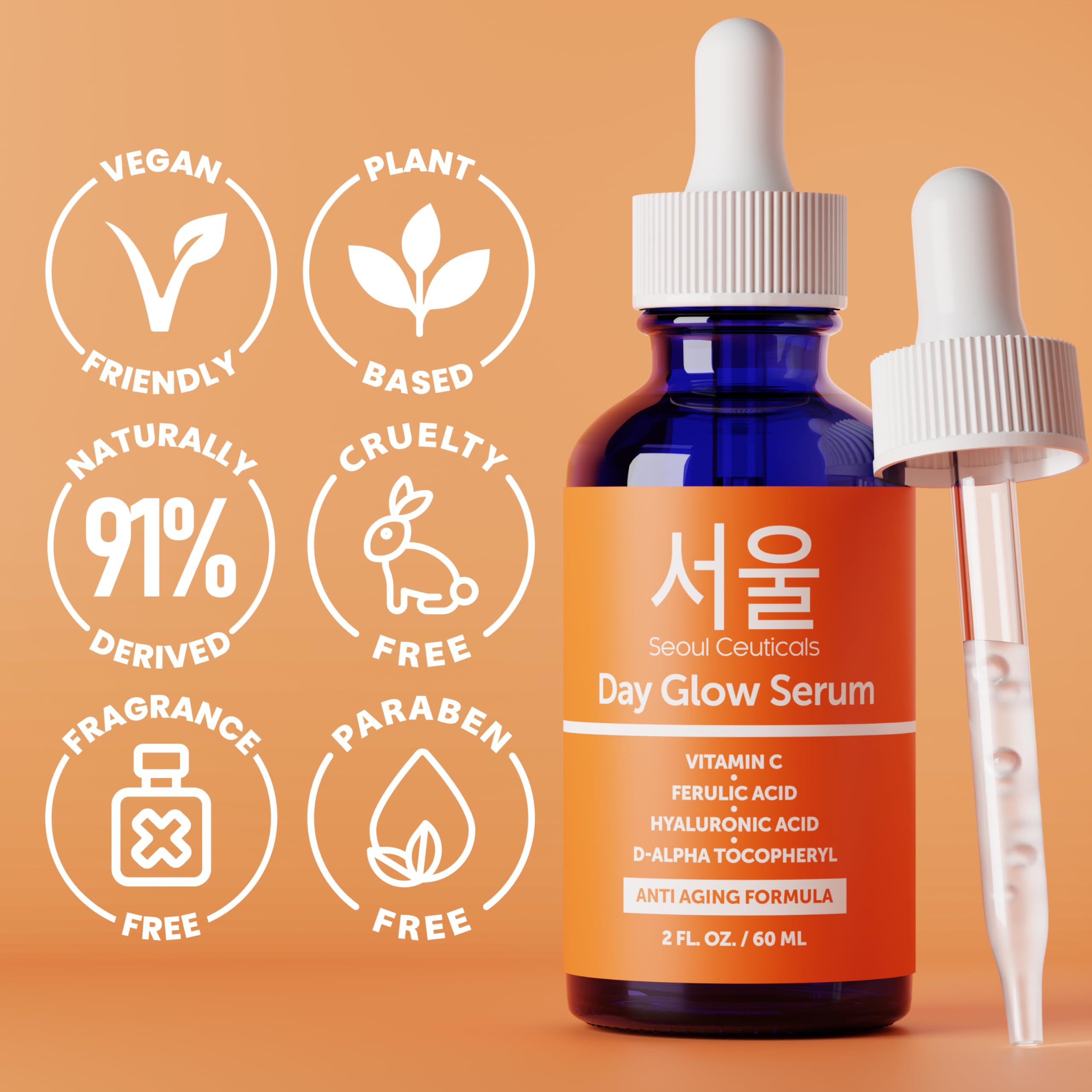 SeoulCeuticals 2oz bottle beside common objects to show true size and value