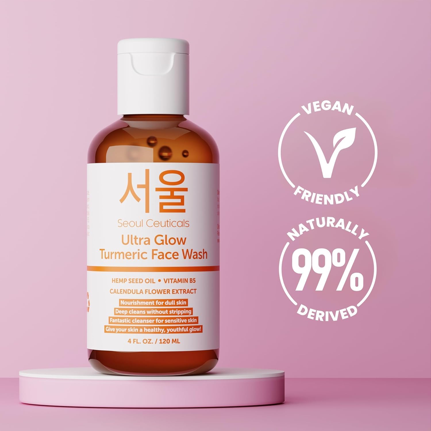 SeoulCeuticals face wash lathered on skin illustrating calming clean