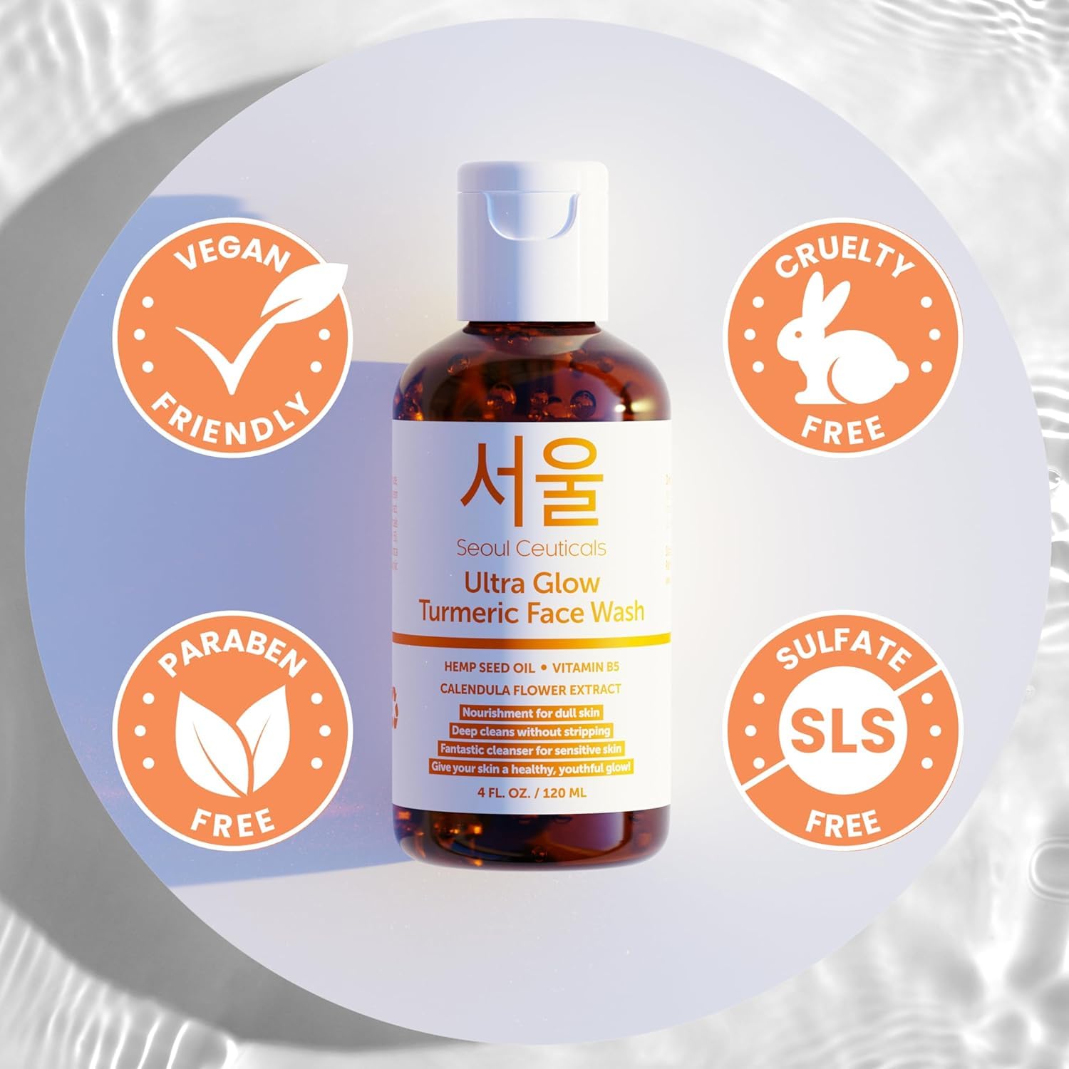 SeoulCeuticals tube next to hand for 4oz scale and portability benefit