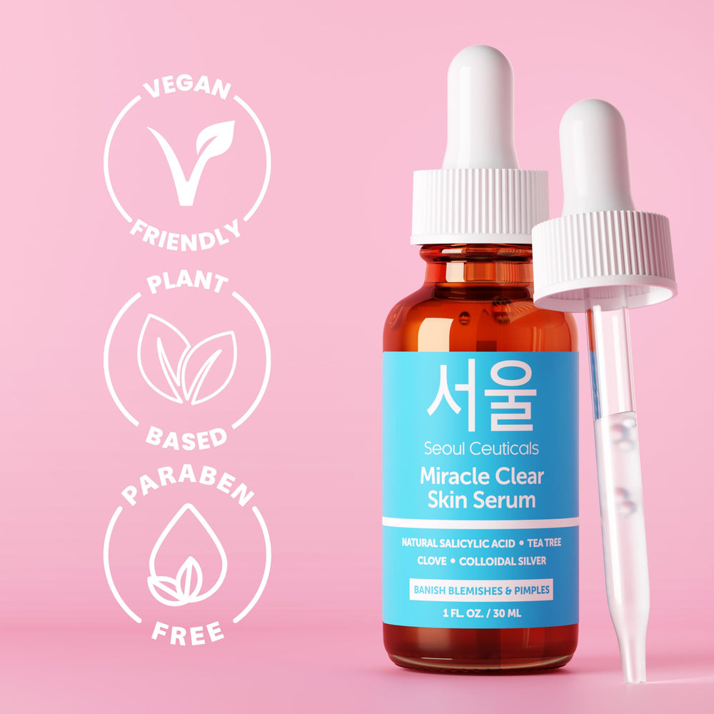 SeoulCeuticals serum on a bathroom shelf integrated into daily skincare routine