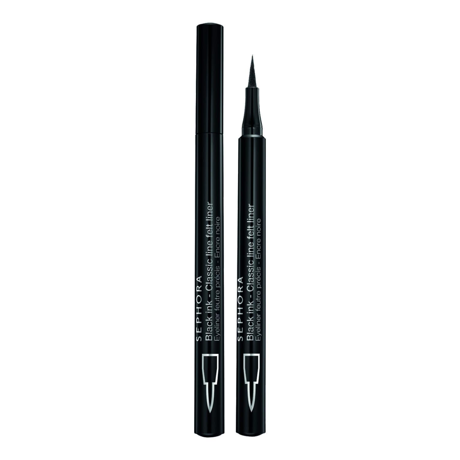 SEPHORA Collection felt liner front view showing sleek black packaging and label benefit
