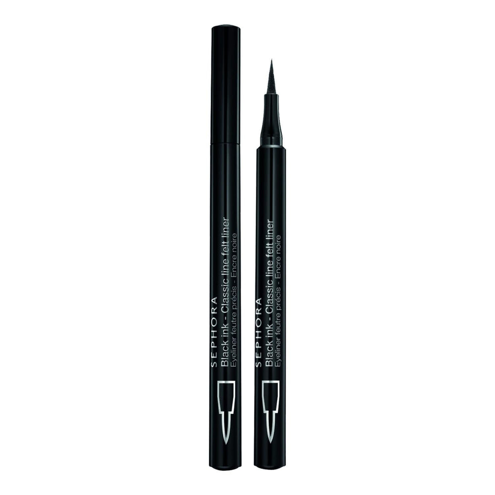 SEPHORA Collection felt liner front view showing sleek black packaging and label benefit
