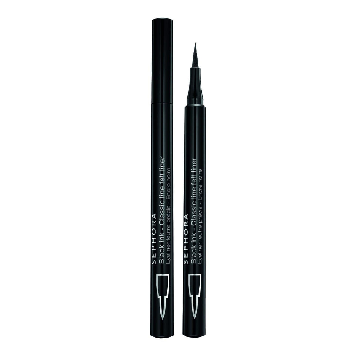 SEPHORA Collection felt liner front view showing sleek black packaging and label benefit