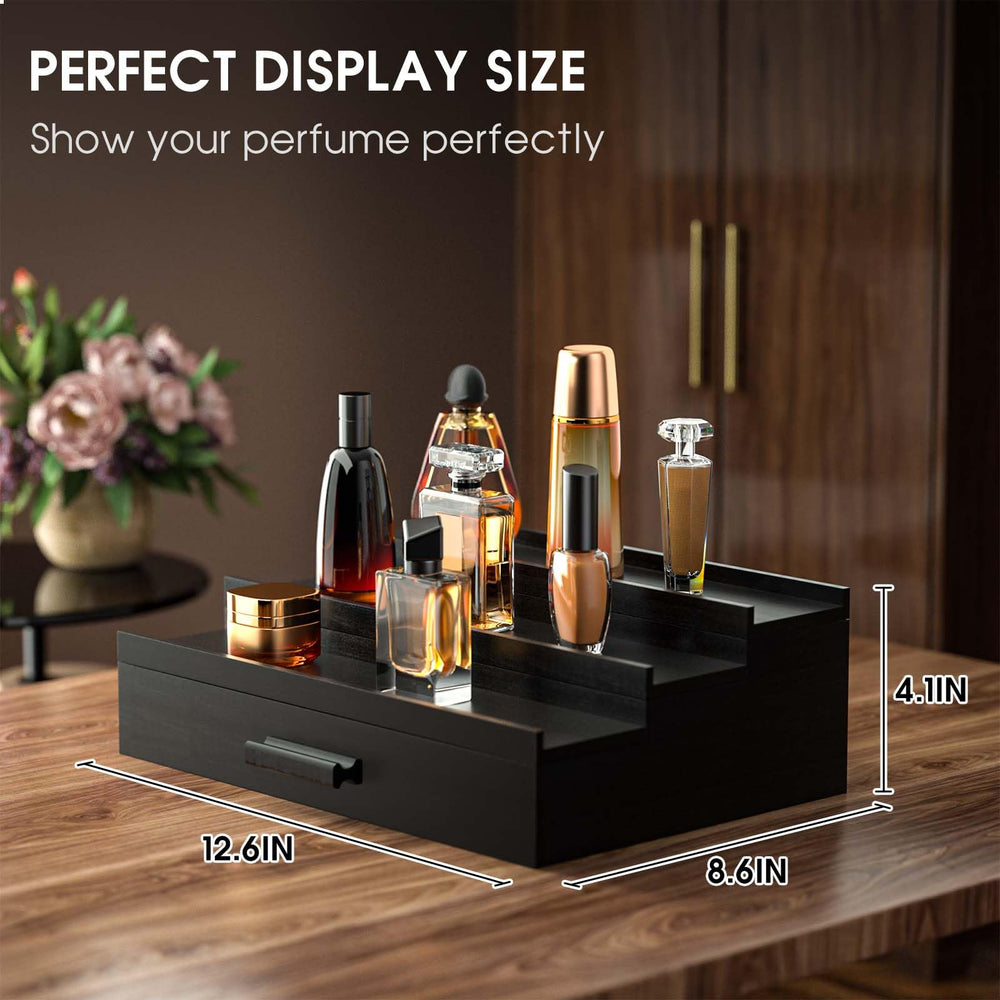 Sephyroth open drawer with watches and rings demonstrating tidy storage and convenience