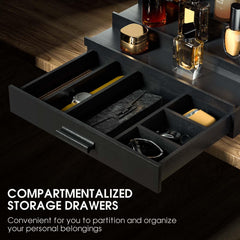 Sephyroth side profile showing three-tiered shelves for easy access and visible bottle arrangement