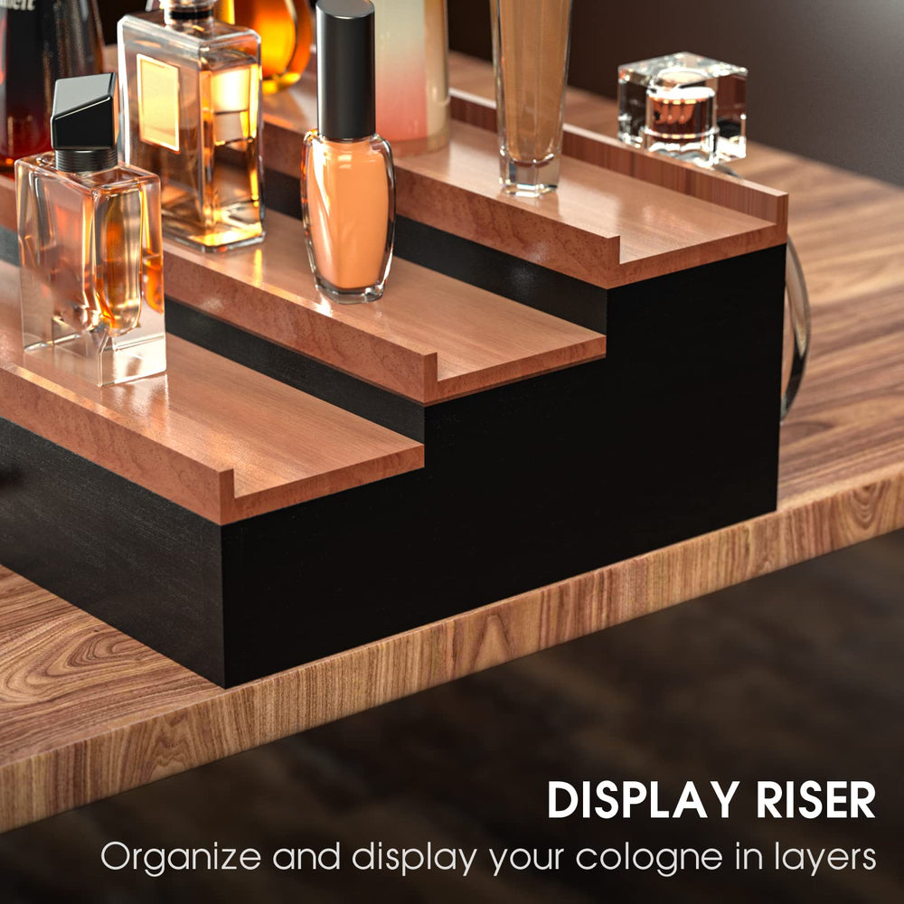 Sephyroth organizer beside several cologne bottles showing scale and bottle fit